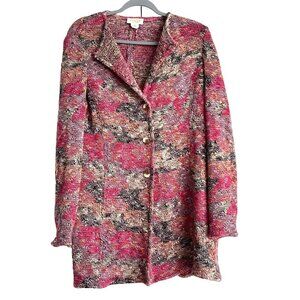 TALBOTS Sweater Jacket Cardigan Colorful Marbled Wool Blend Size L